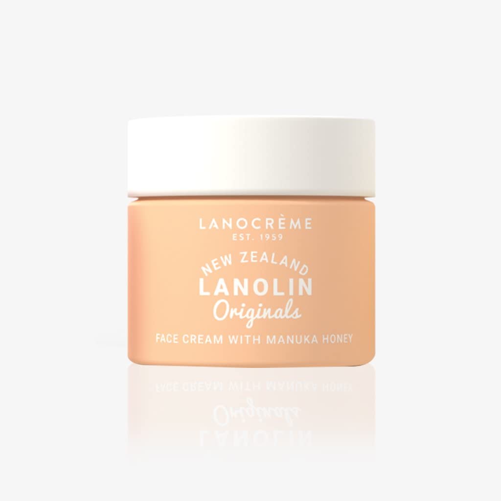 Label highlighting natural ingredients in Lanocreme formula