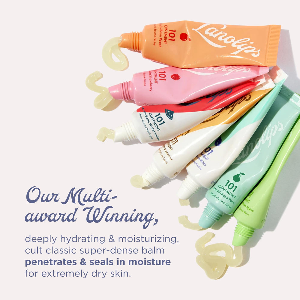 Lanolips 101 Ointment used on cracked lips provides soothing, non-greasy comfort.