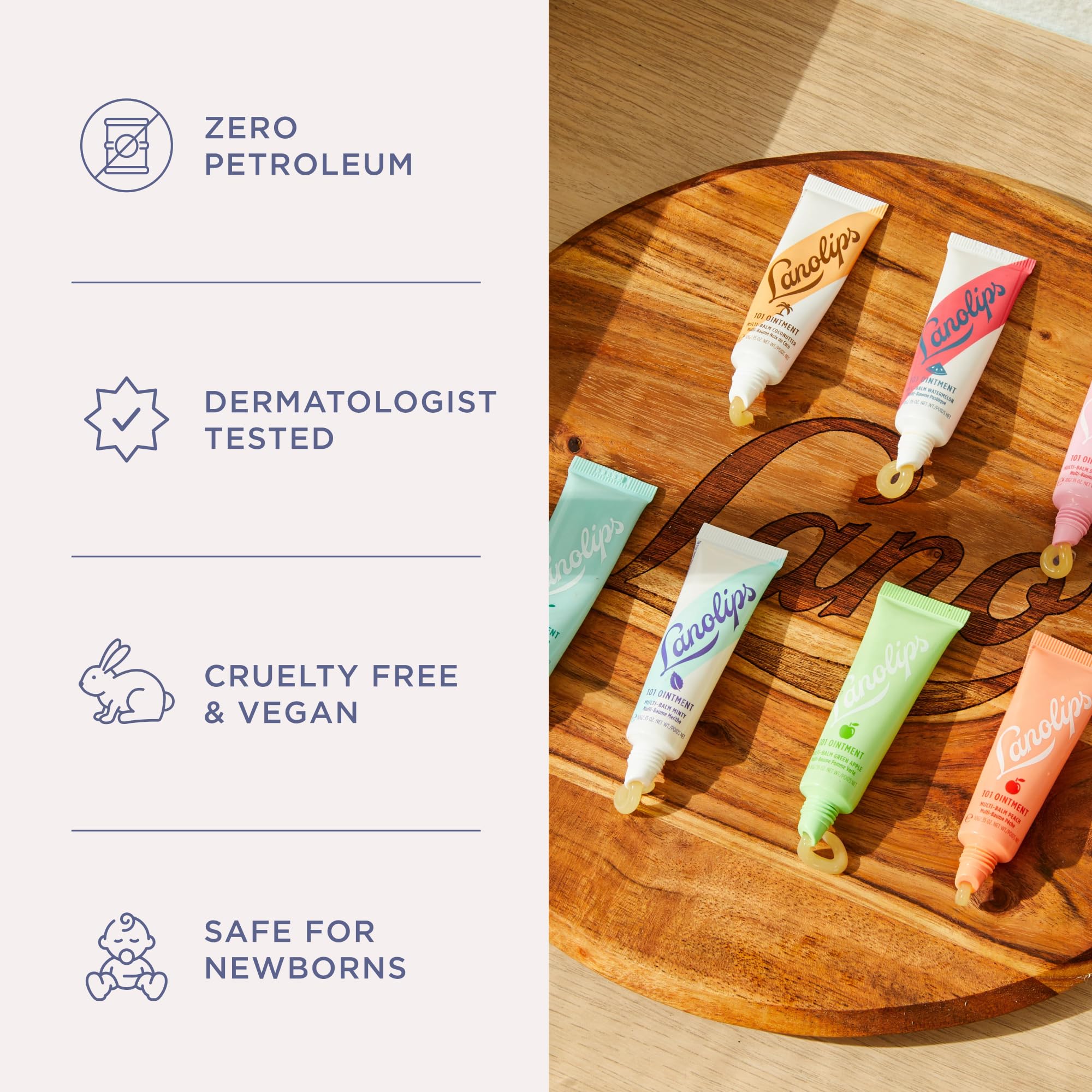 Lanolips 101 Ointment features natural Australian lanolin for lasting moisture.
