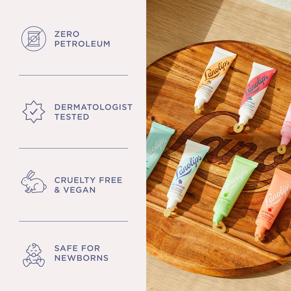 Lanolips 101 Ointment Watermelon packaging highlights travel-friendly size.