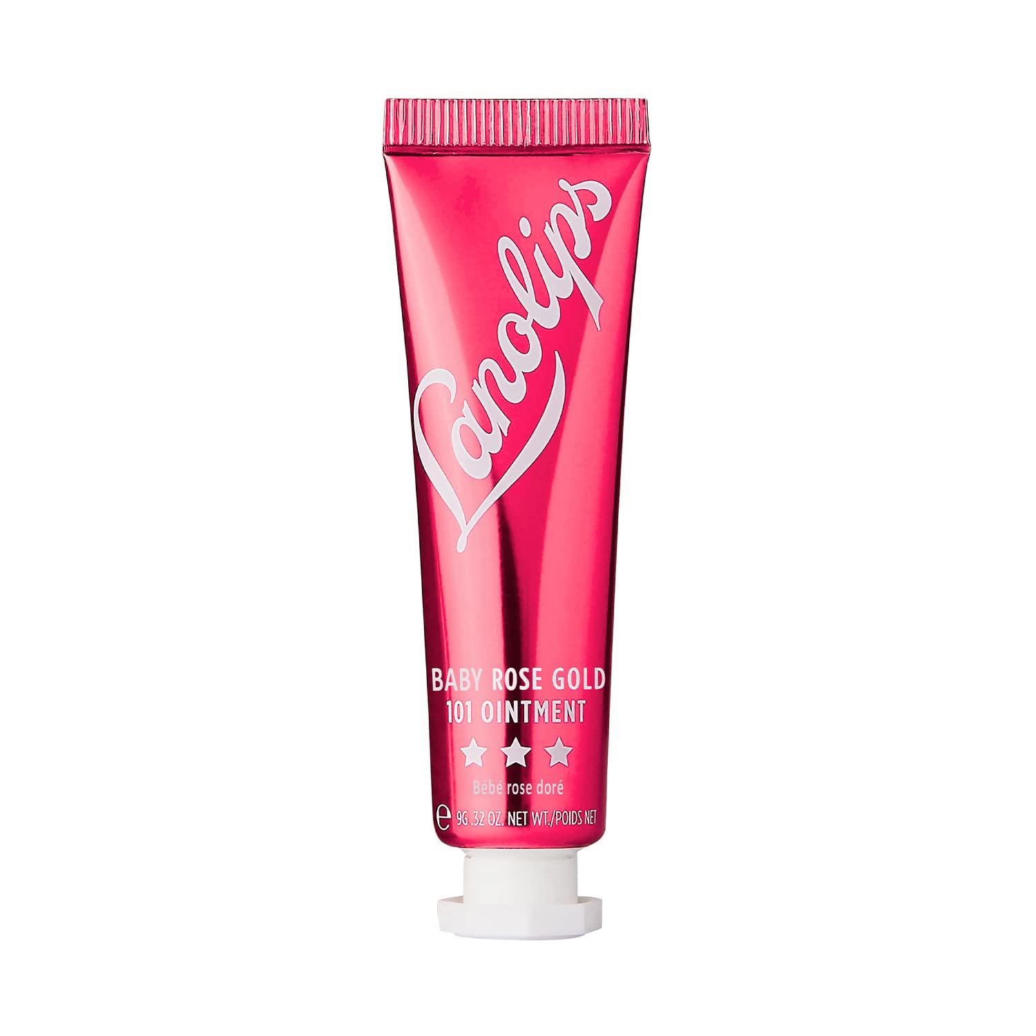 Lanolips Baby Rose Gold 101 balm lip glow with dewy tint and hydration.