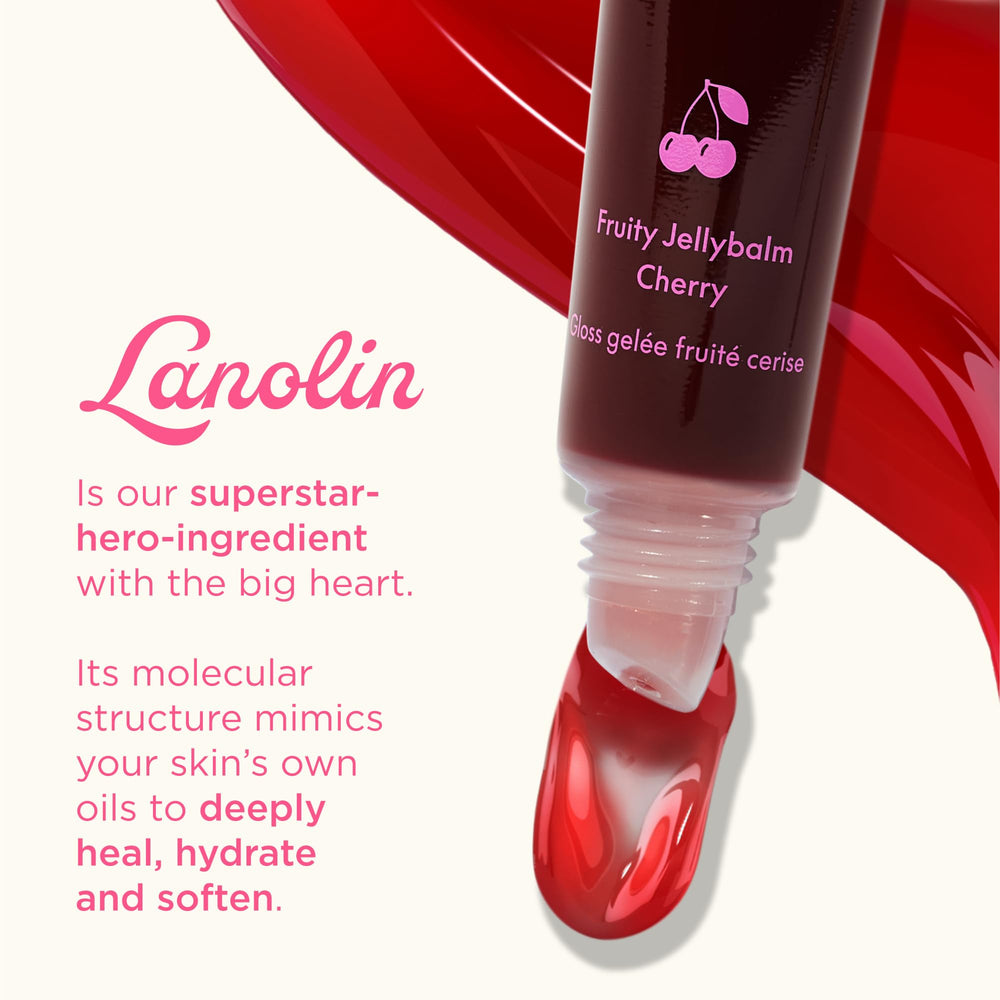 Lanolips Jellybalm Watermelon swatches reveal bright color and soft shine.