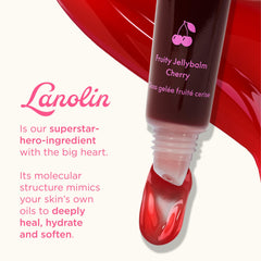 Lanolips Jellybalm Watermelon swatches reveal bright color and soft shine.