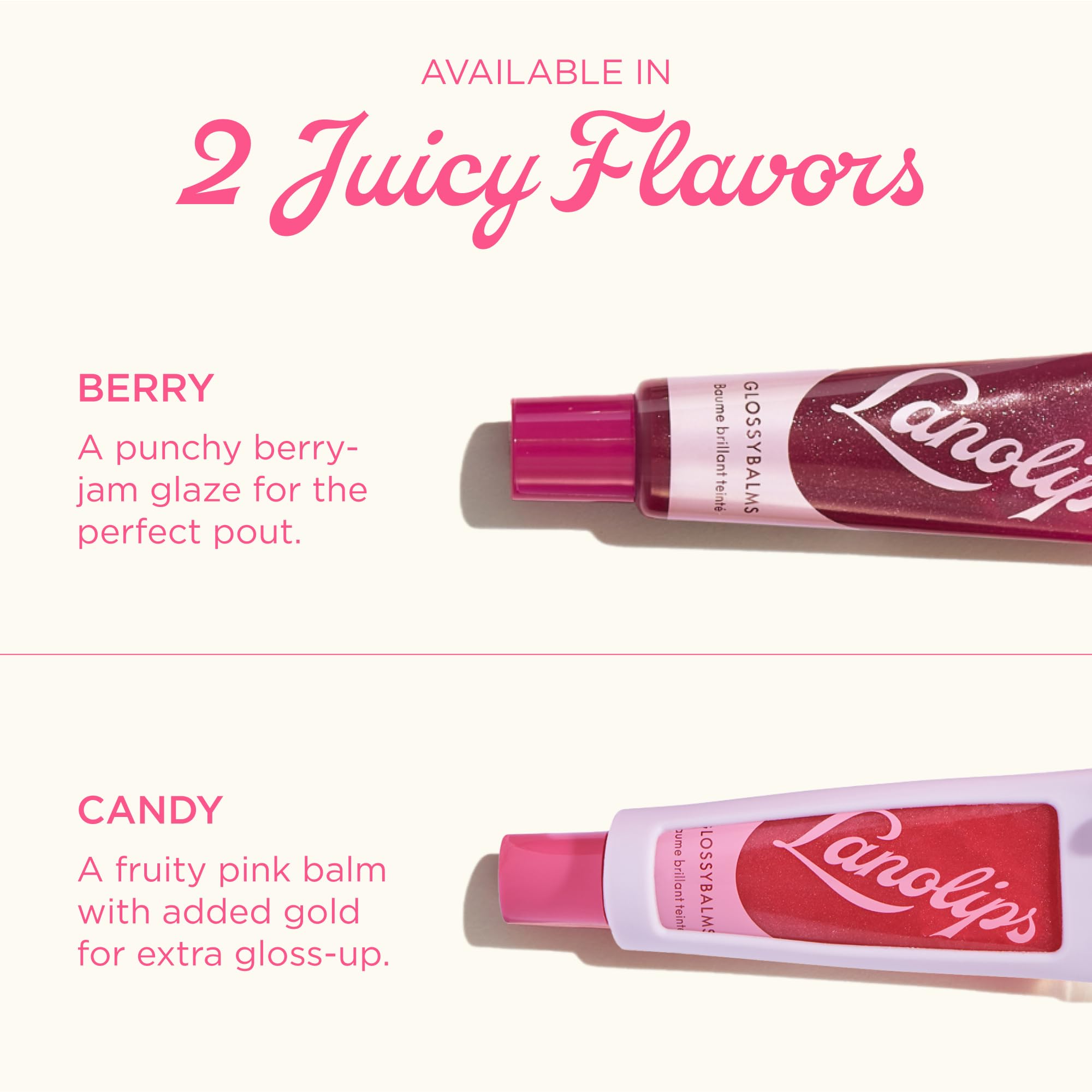 Lanolips ingredients panel features lanolin and vitamin E for nourished lips.
