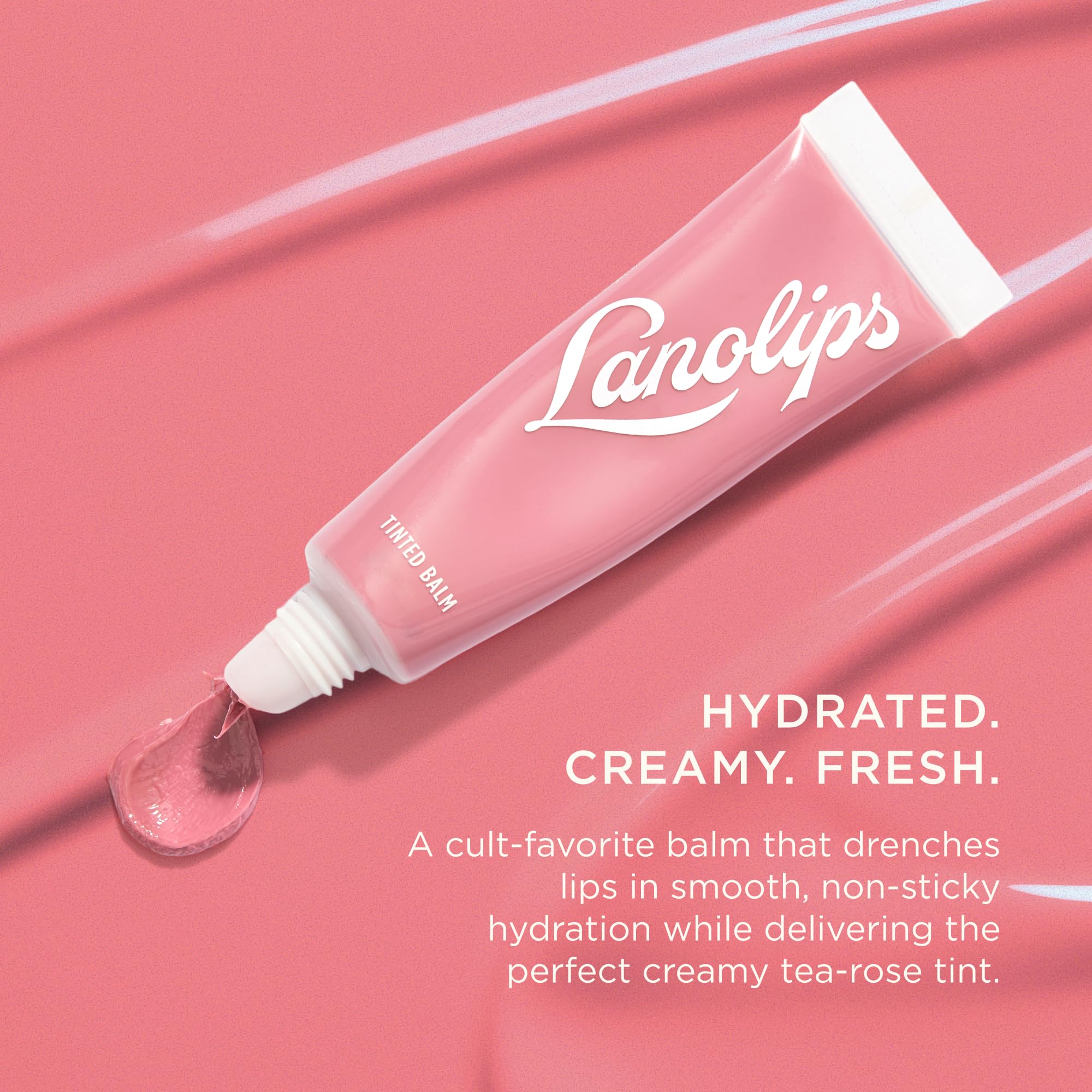 Lanolips rose tint on lips provides subtle shine and moisture.