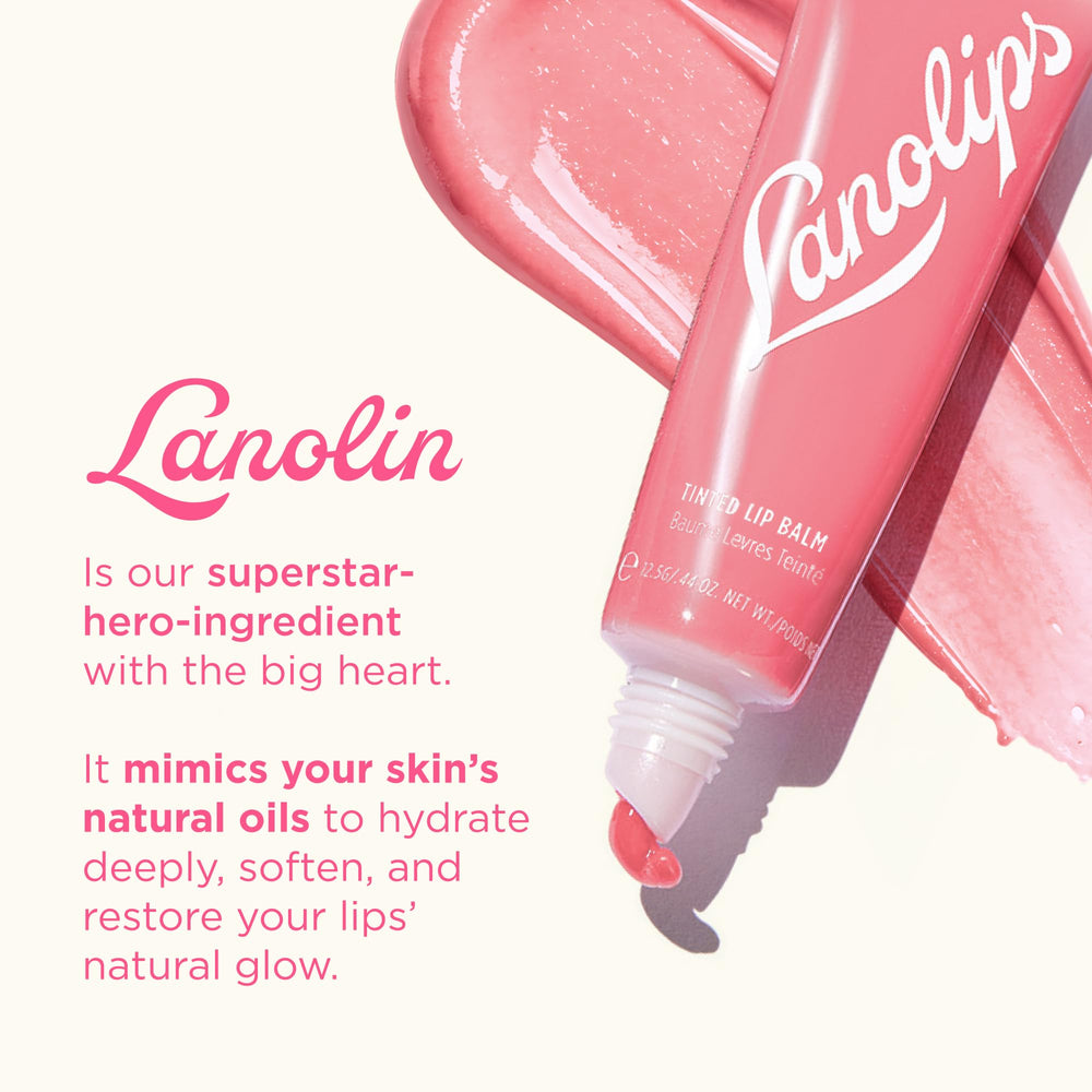 Lanolips shea butter and vitamin E nourish lips with a creamy texture.