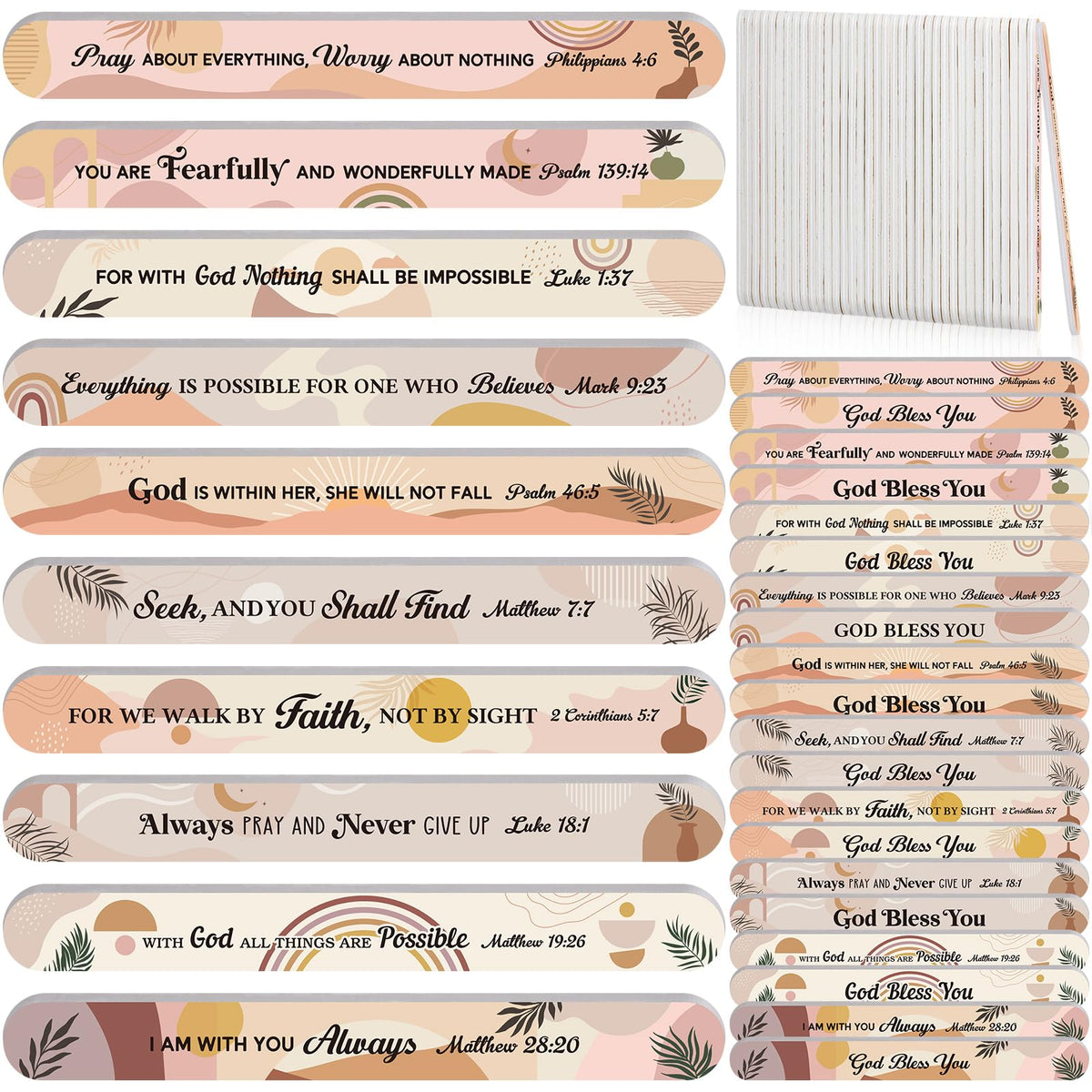 Lanties Bible verse nail file with boho pattern, ideal for daily manicures