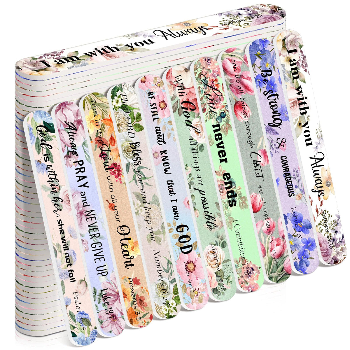 Lanties Christian emery boards 50-pack variety ideal for gifting at events