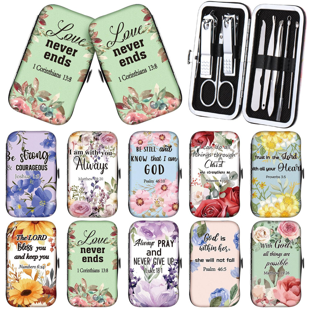 Lanties Christian manicure set in a leather travel case for on-the-go grooming.