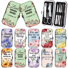 Lanties Christian manicure set in a leather travel case for on-the-go grooming.