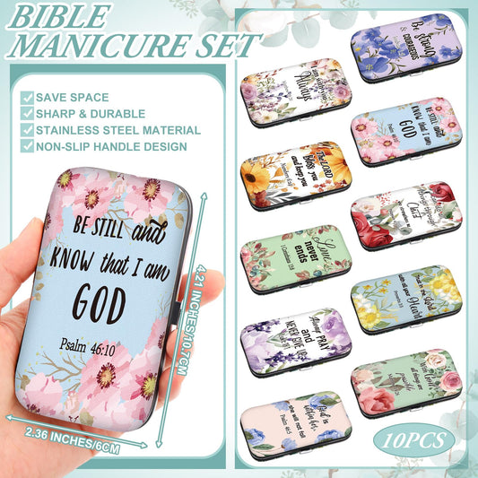 Lanties Christian stainless steel nail clippers with floral Bible design for precise trimming.