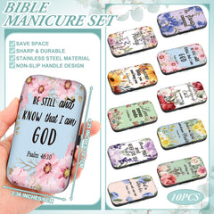 Lanties Christian stainless steel nail clippers with floral Bible design for precise trimming.