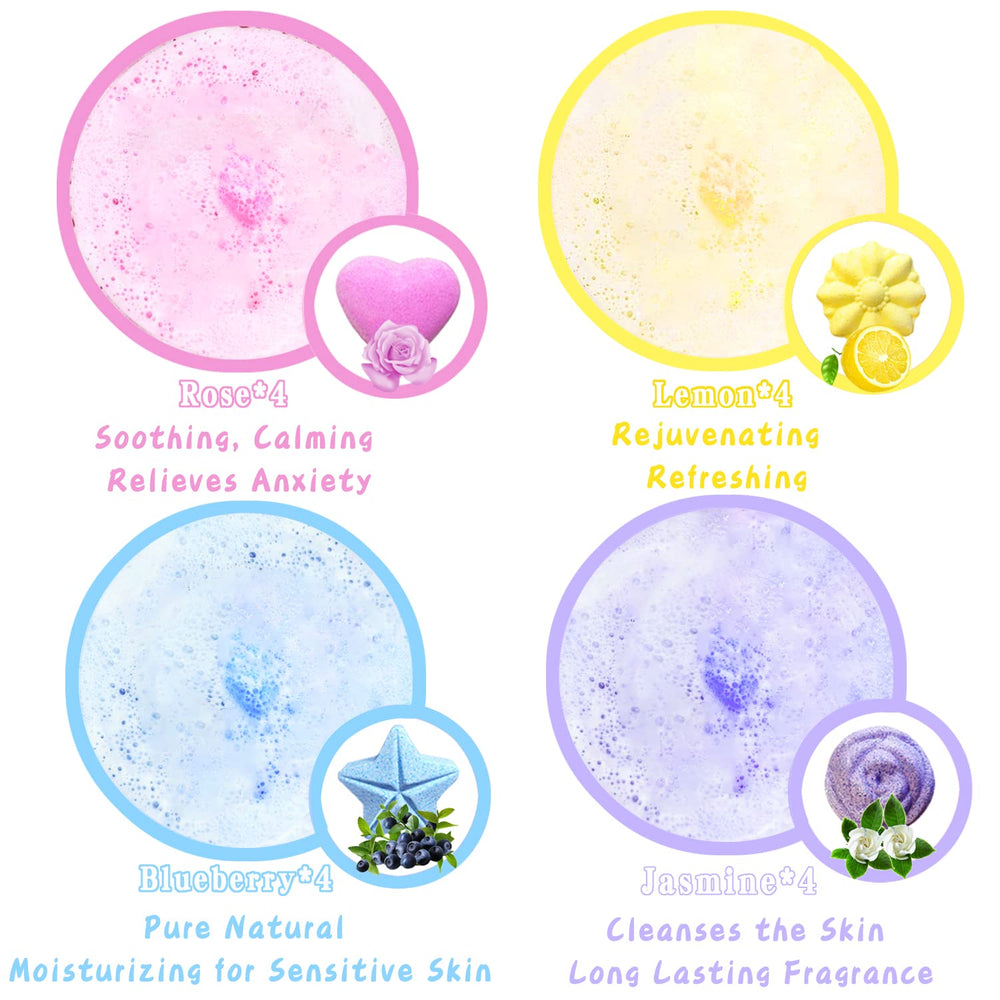 Lanwexy blueberry scent bath bomb with vibrant color for a playful soak.