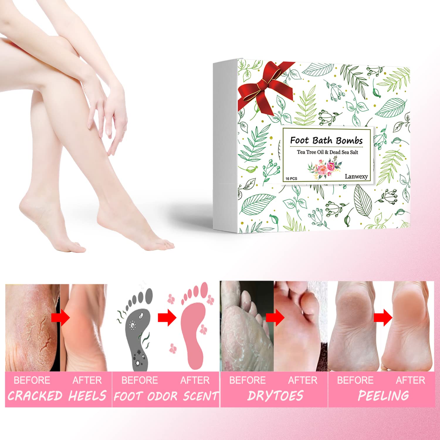Lanwexy bath bombs with lemon scent to energize your soak and refresh feet.