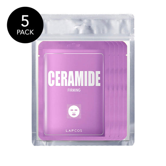 LAPCOS Ceramide Sheet Mask sachet close-up highlights moisture-boosting formula.