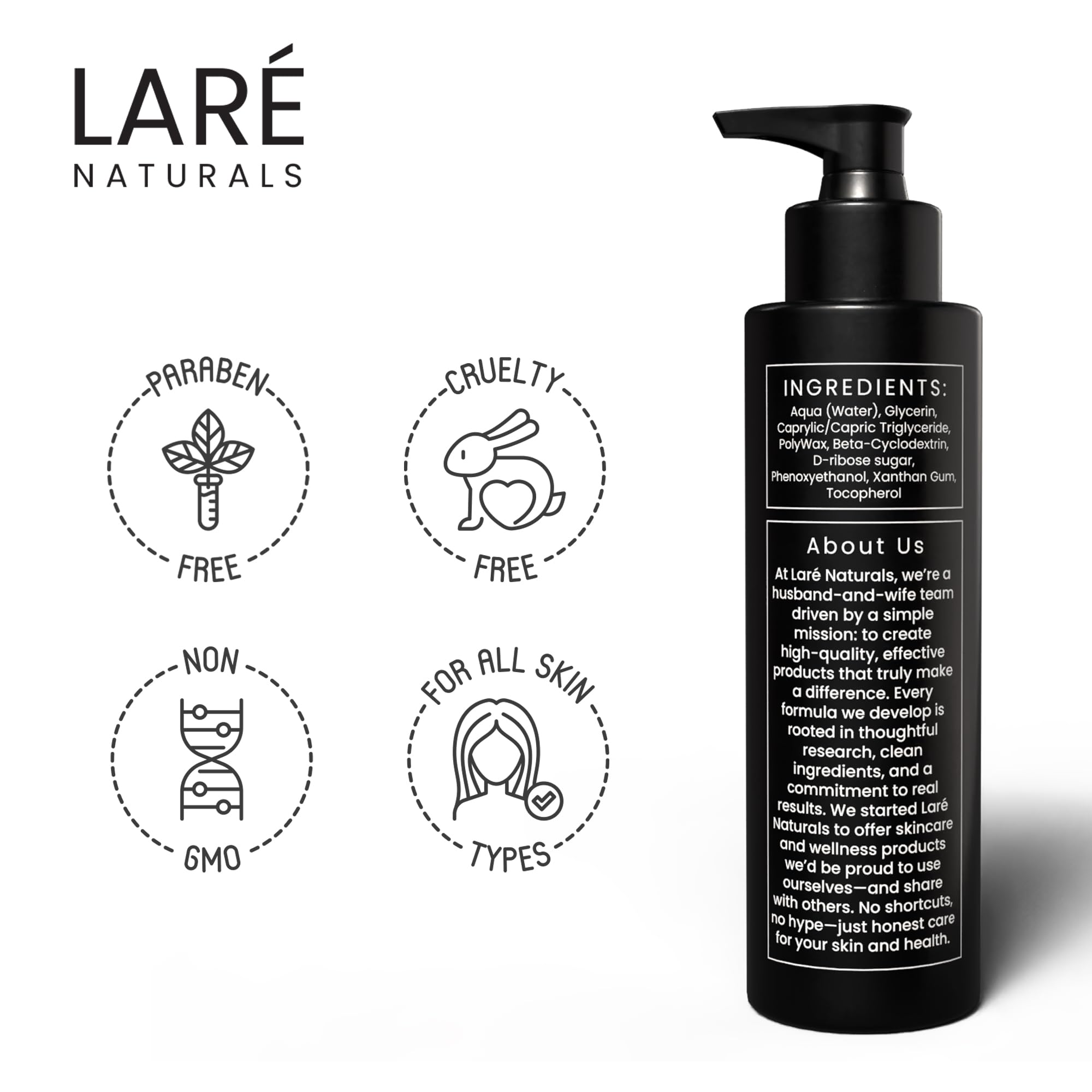 Laré Naturals Ribose Sugar Cream daily hydration supporting comfortable, refreshed skin.