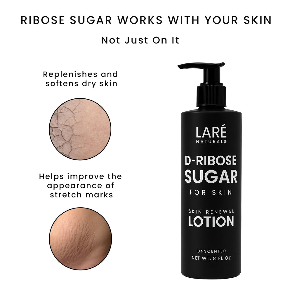 Laré Naturals Ribose Sugar Cream for smooth application on hands and arms.