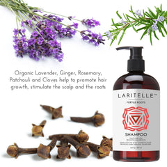 Laritelle Fertile Roots organic herbs highlighting vibrant botanicals and shine