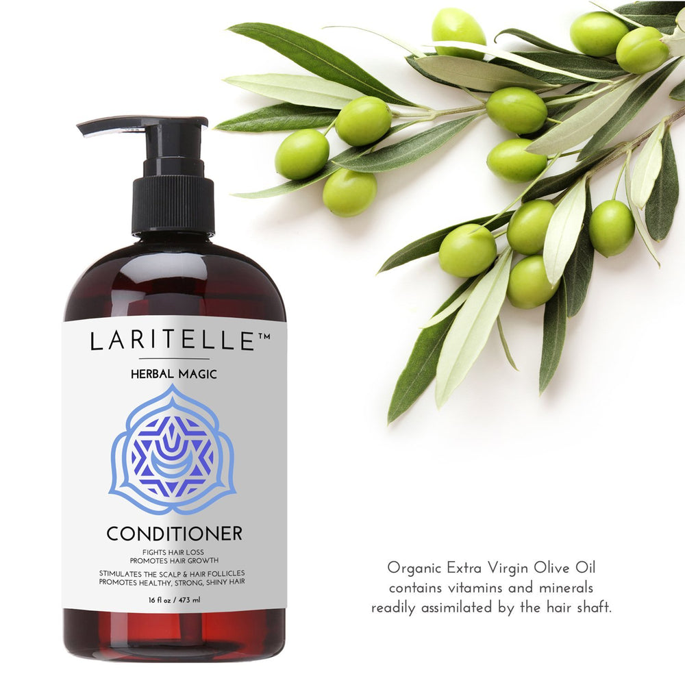 Laritelle olive oil visual suggests nourishment for the hair shaft.