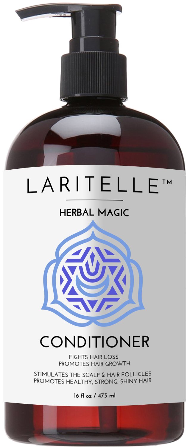 Laritelle Organic Conditioner bottle shows a gentle, nourishing formula for all hair types.