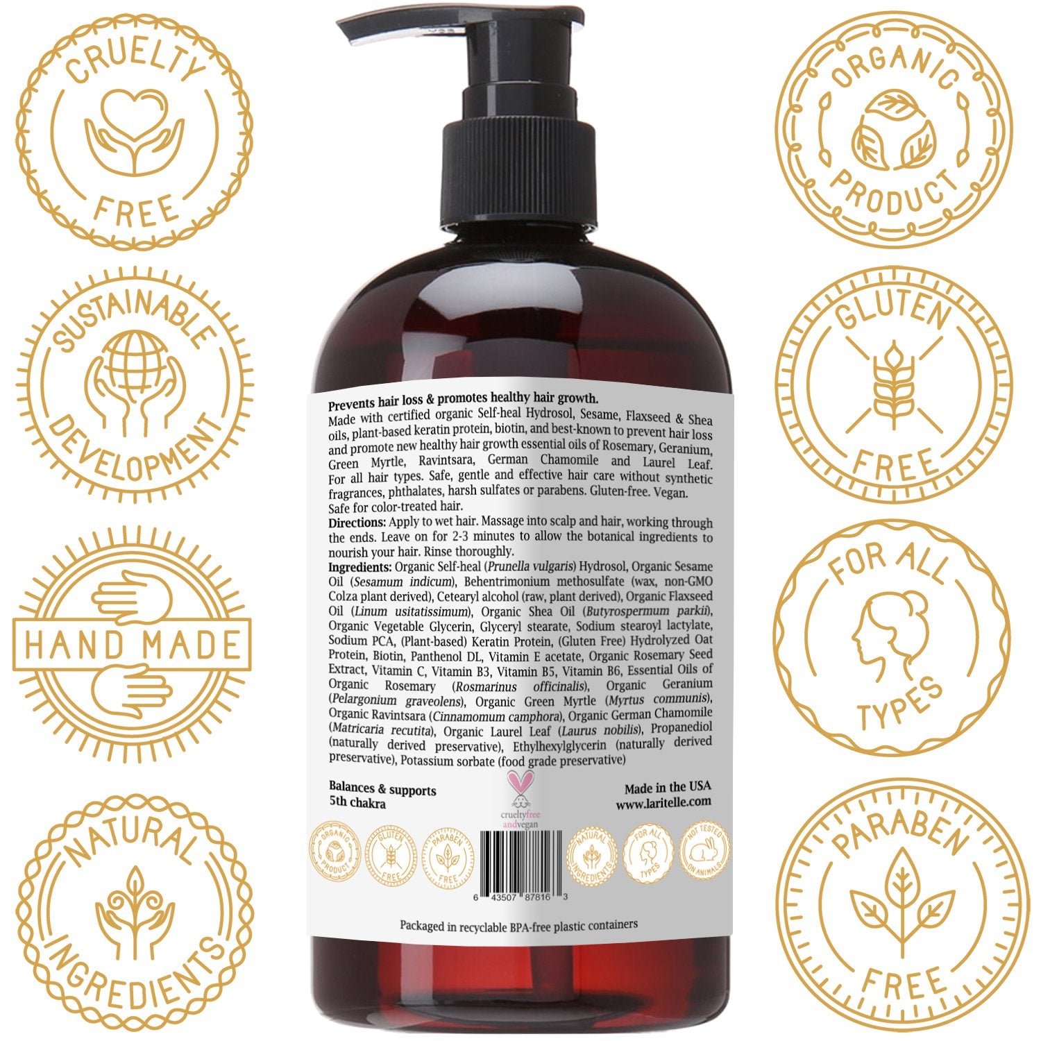 Laritelle Organic Conditioner packaging label highlight organic ingredients