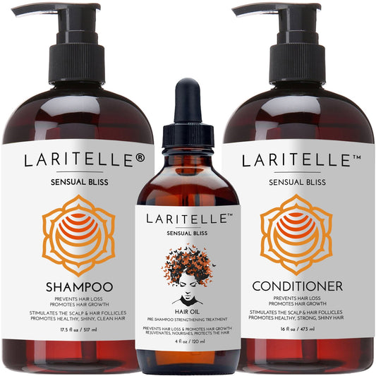 Laritelle Organic Hair Growth Set shampoo bottle for gentle cleansing and nourishment