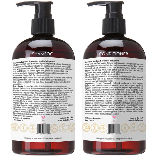 Laritelle shampoo bottle close-up emphasizing gentle cleansing