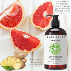 Laritelle Organic Shampoo foam closeup capturing rich lather and creamy texture.