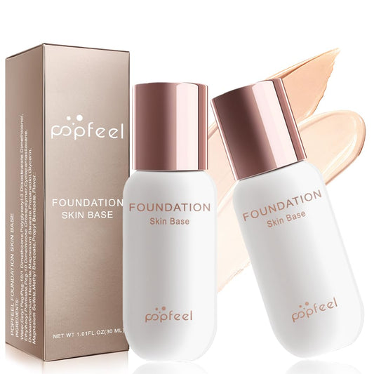 LARUOOUU 4-in-1 foundation bottle demonstrating color-changing technology for effortless shade match.