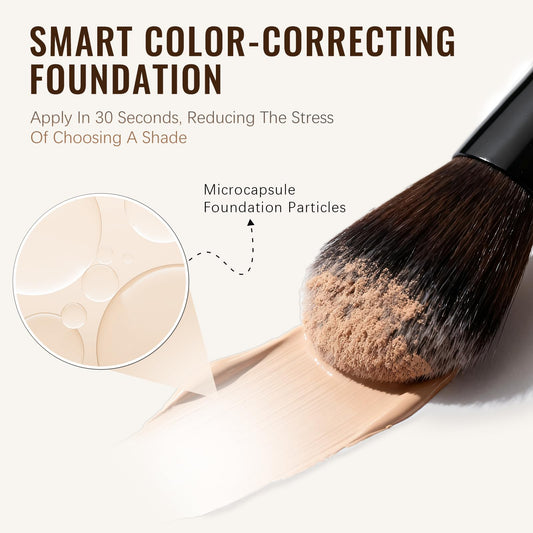 LARUOOUU 4-in-1 foundation swatch on skin shows natural tone after adjustment.