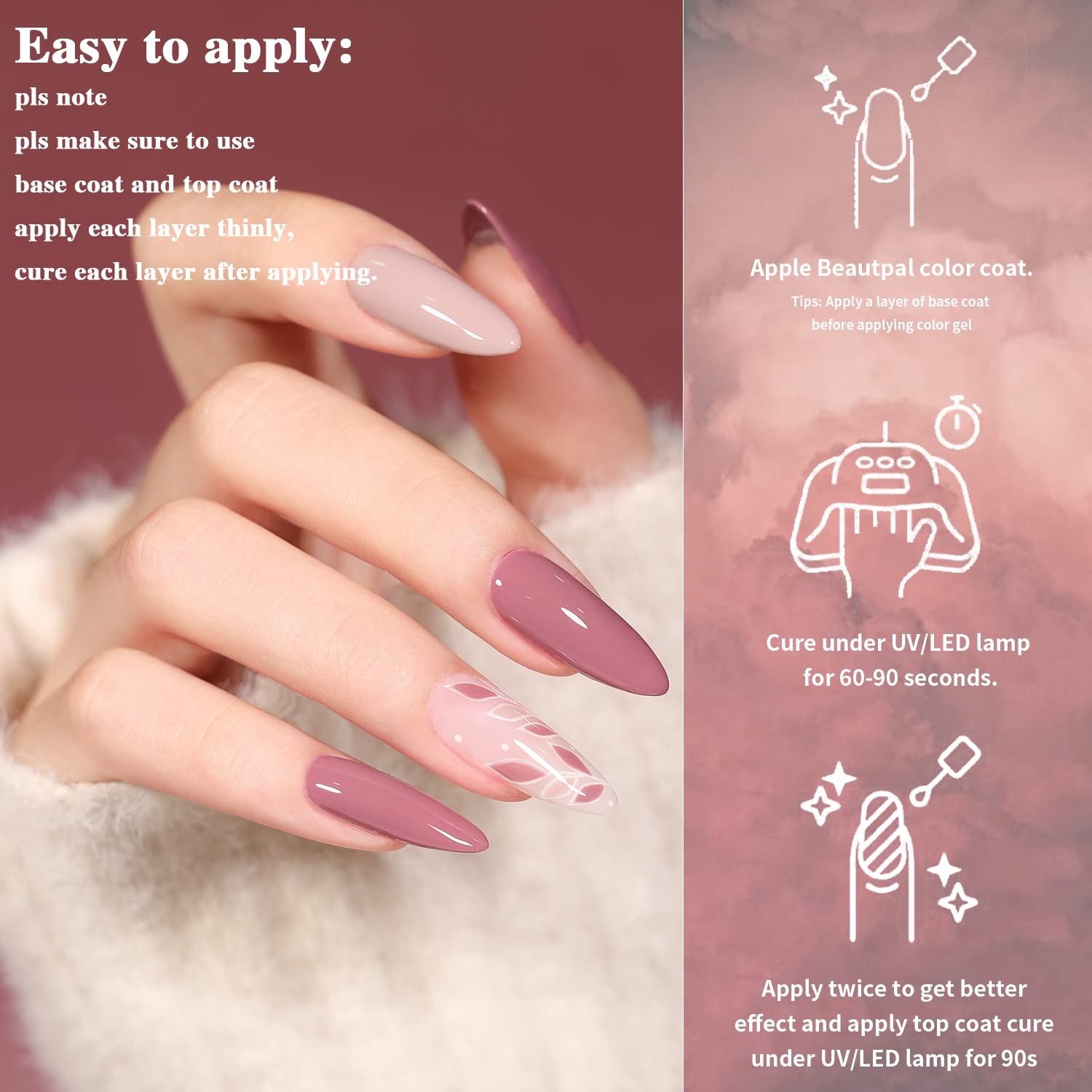 Larvall Beautpal cure with UV/LED lamp for quick salon-like finishes.