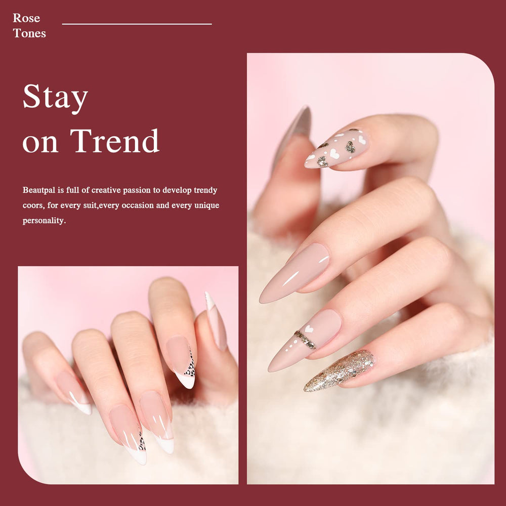 Larvall Beautpal nude and burgundy tones offer versatile nails from casual to elegant.