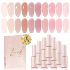 Larvall Beautpal jelly gel nail set 10pcs swatches showing translucent nude tones for chic nails
