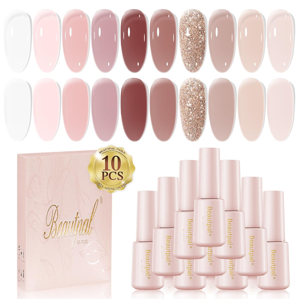 Larvall Beautpal Nude Gel Polish Kit front view for natural, sheer nail look.