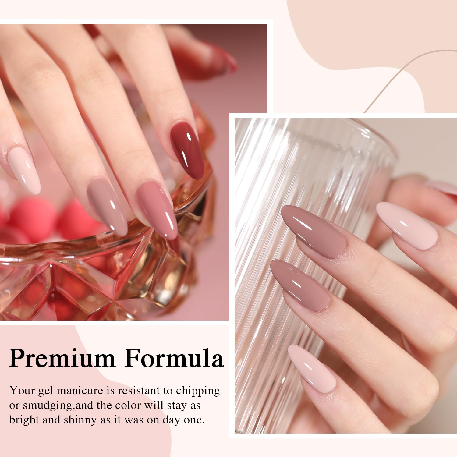 Larvall Beautpal nude glitter shade bottle hints at long-lasting shine for weeks.