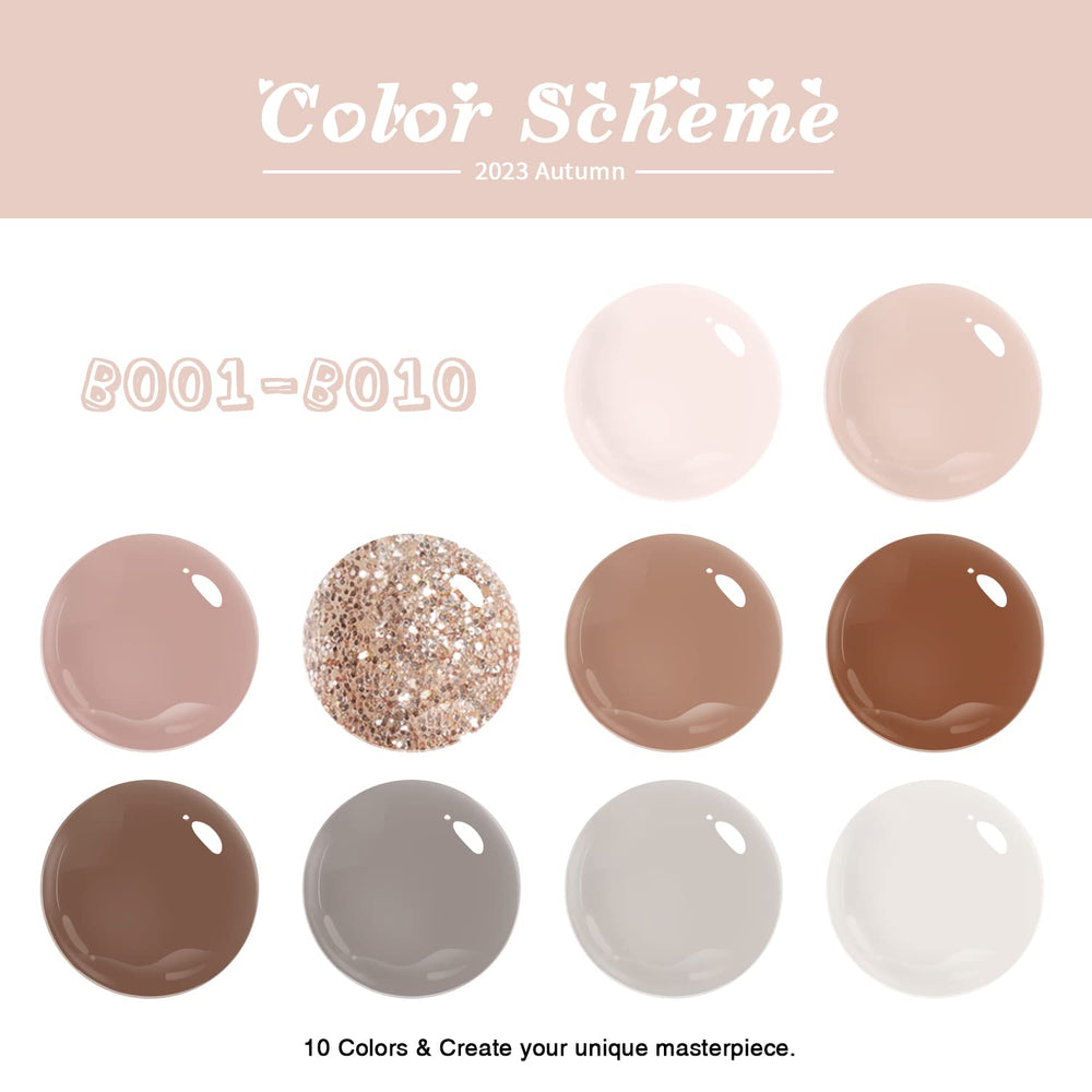 Larvall Beautpal nude grey color swatches showing neutral tones for versatile nails