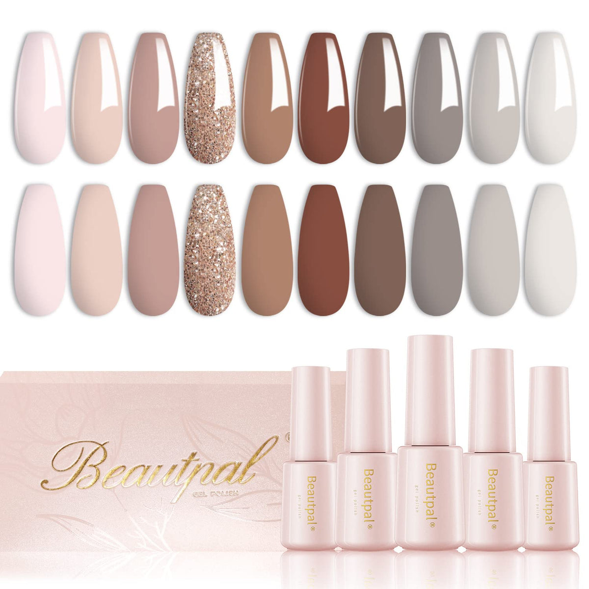 Larvall Beautpal nude grey gel polish bottle close-up highlighting all-season shades