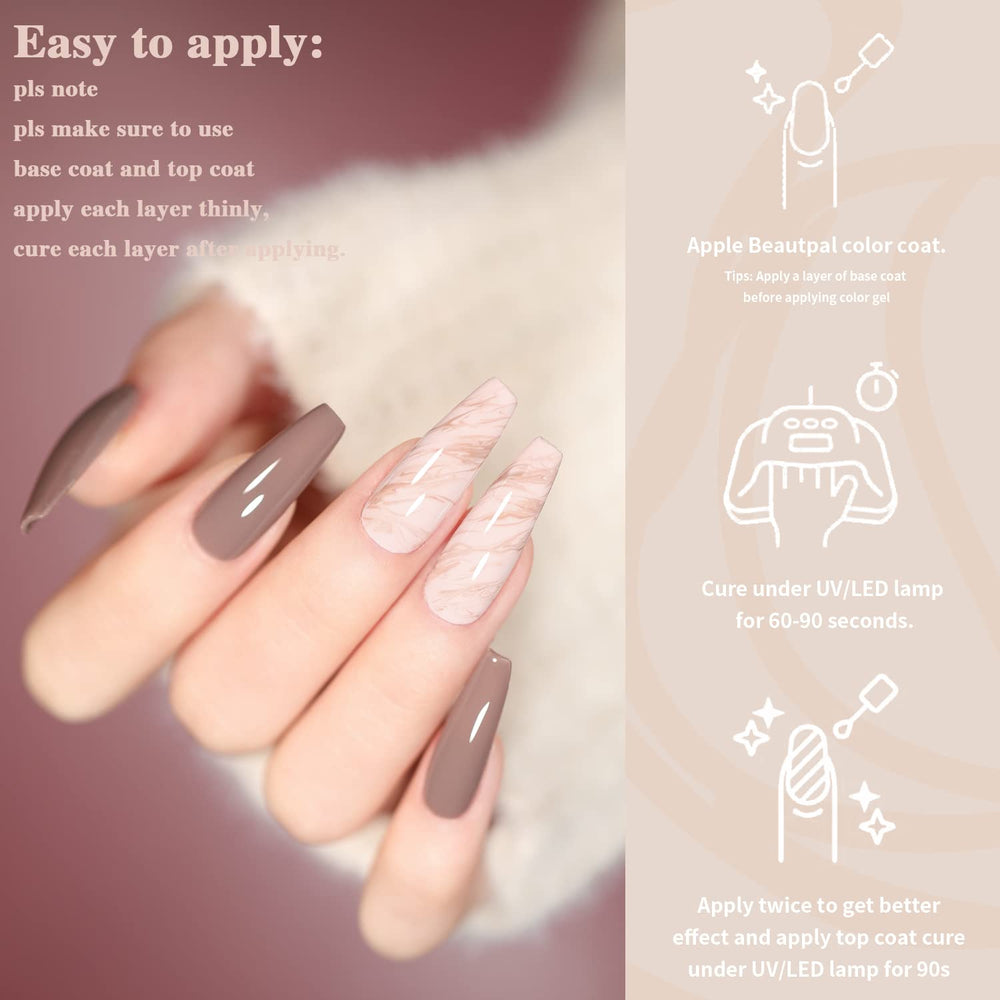 Larvall Beautpal nude grey gel polish being cured or removed under UV/LED lamp