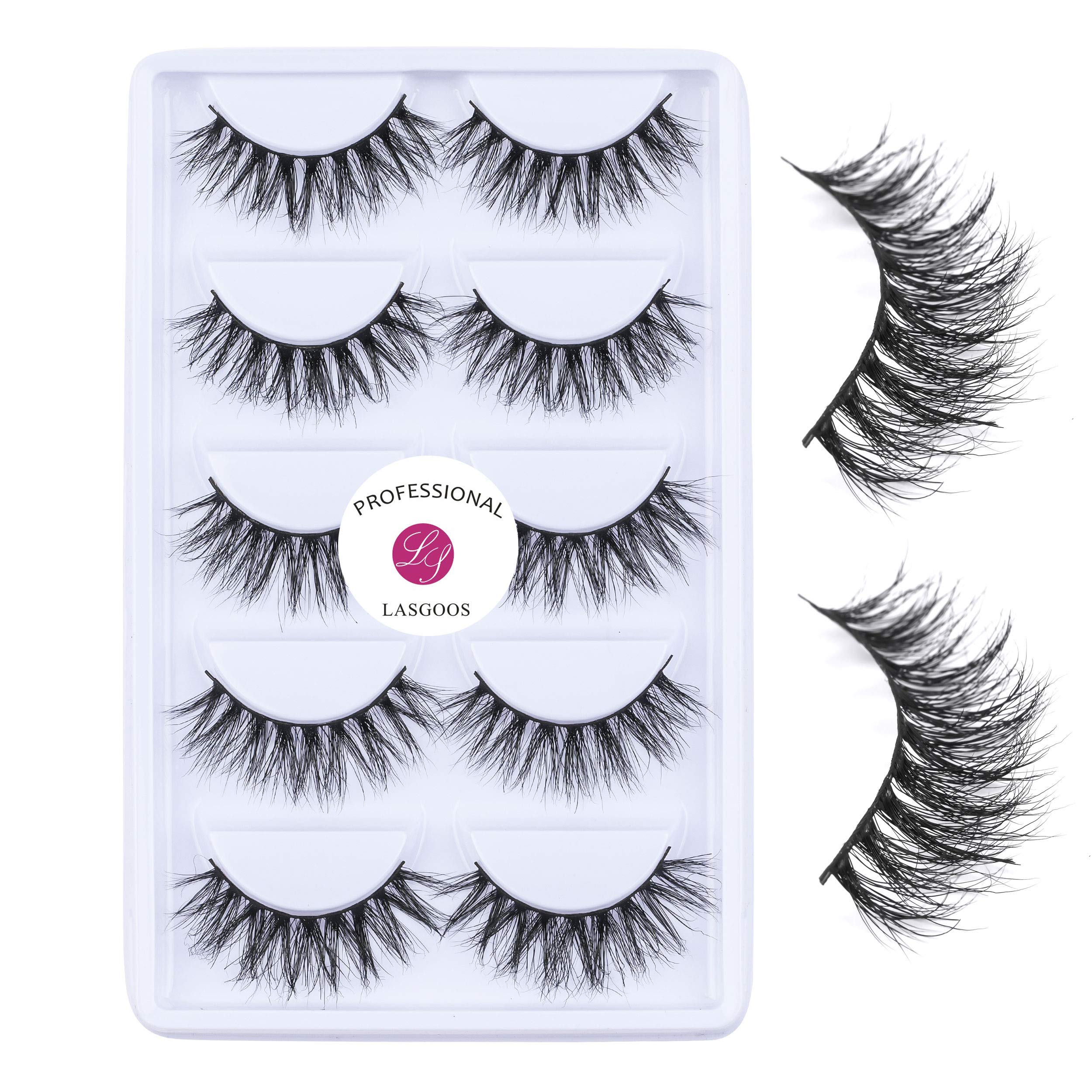 LASGOOS 3D mink lashes A14 pack close-up, dramatic volume for enhanced eyes