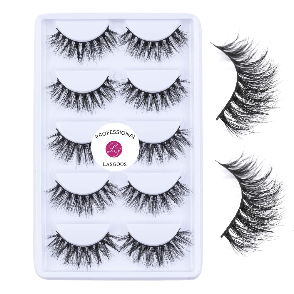 LASGOOS 3D mink lashes A14 pack close-up, dramatic volume for enhanced eyes