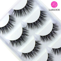 LASGOOS messy cross design 3D lashes adding texture and enhanced eye definition.