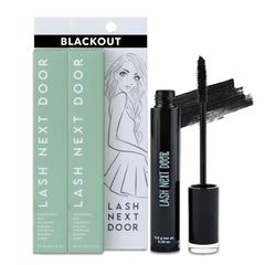 Lash Next Door water resistant mascara packaging highlights travel-friendly design for on-the-go use.