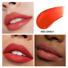 Lashcharm long-lasting lip stain reveals rich color payoff.