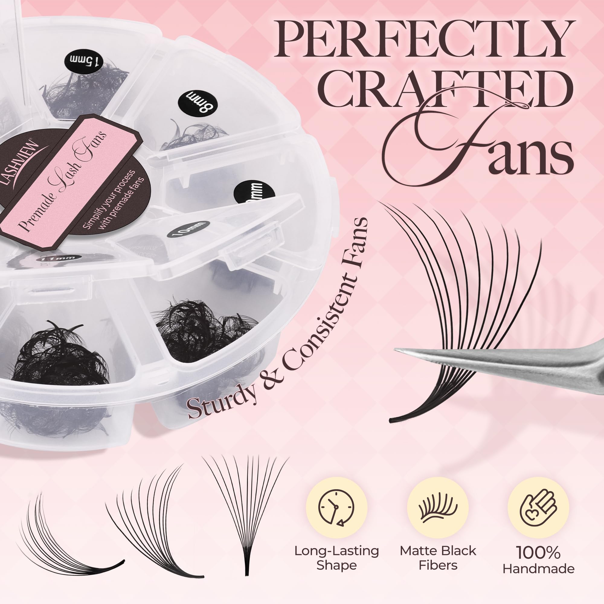 LASHVIEW 600 Fans premade lash fans bulk to save time with back-to-back clients