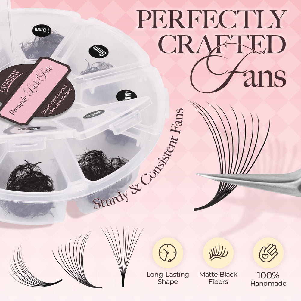 LASHVIEW 600 Fans premade lash fans bulk to save time with back-to-back clients