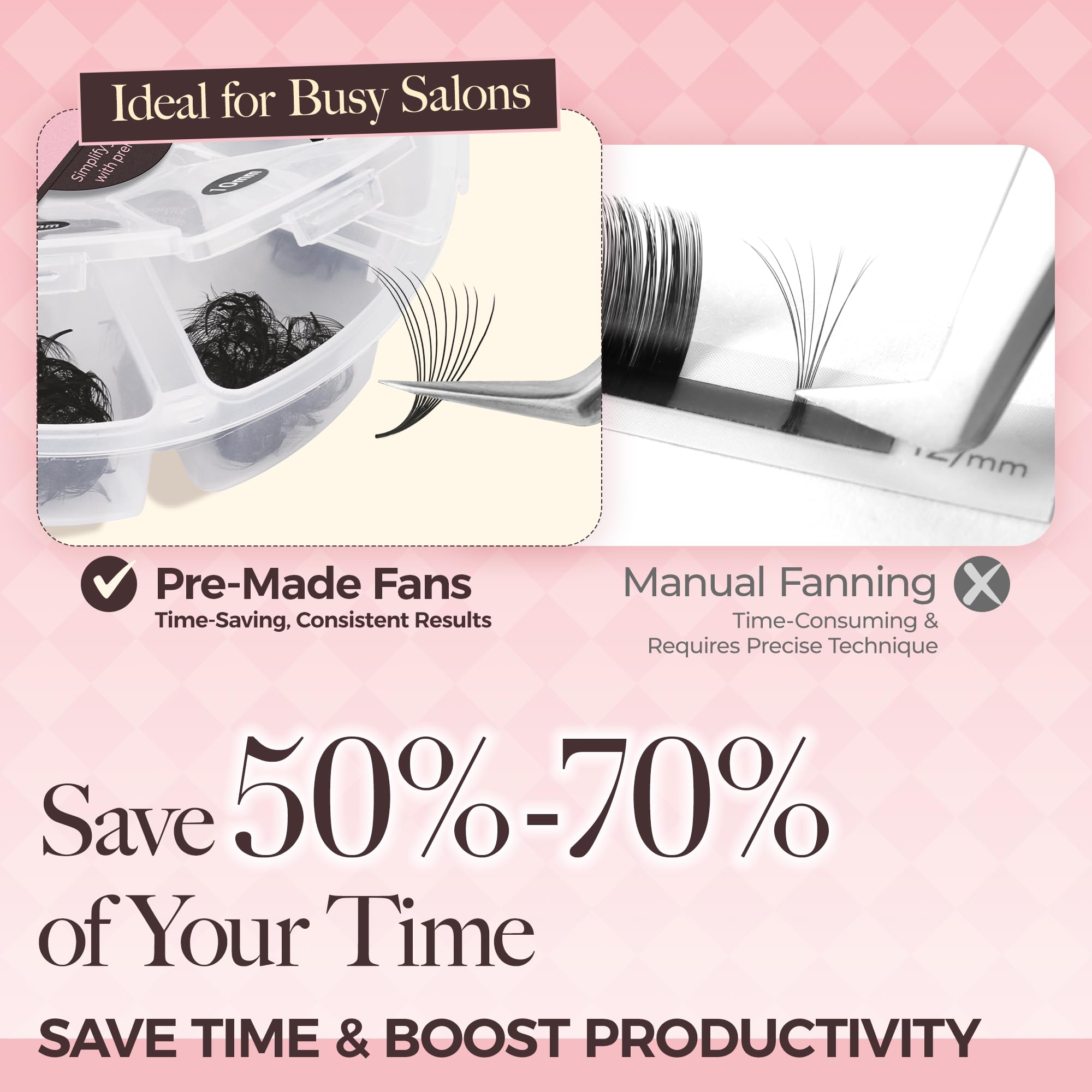 LASHVIEW clean slim base premade fans for natural coverage.
