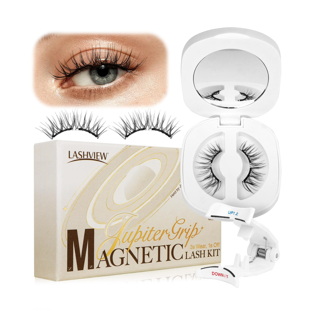 LASHVIEW JupiterGrip magnetic lashes close-up showing natural look and secure magnets