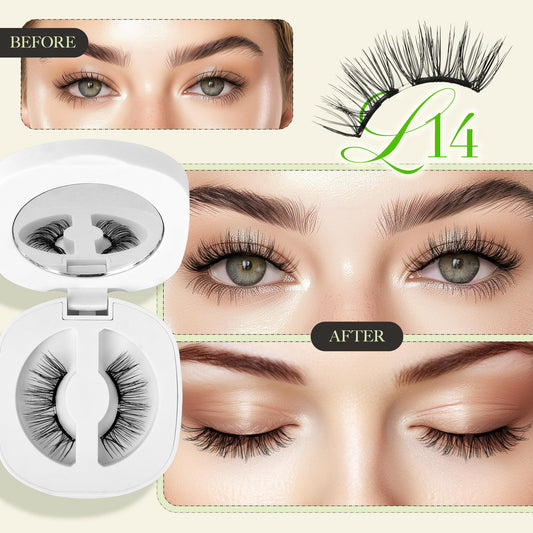 LASHVIEW magnetic eyelashes with applicator enabling 3-second, glue-free application.