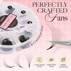LASHVIEW premade lash fans with pointed base for seamless natural coverage