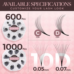 LASHVIEW premade lash fans with clean slim bases for natural-looking coverage